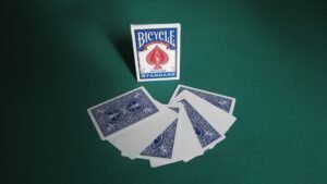 cartas especiales para Trucos de Magia con Cartas Bicycle sobre manto de mago terciopelo verde en oferta en tienda en linea wonderland españa Truco de las 21 cartas.jpg