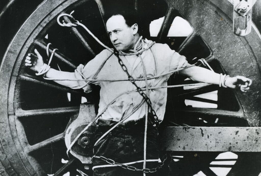 Harry Houdini Magos famos atado a su truco