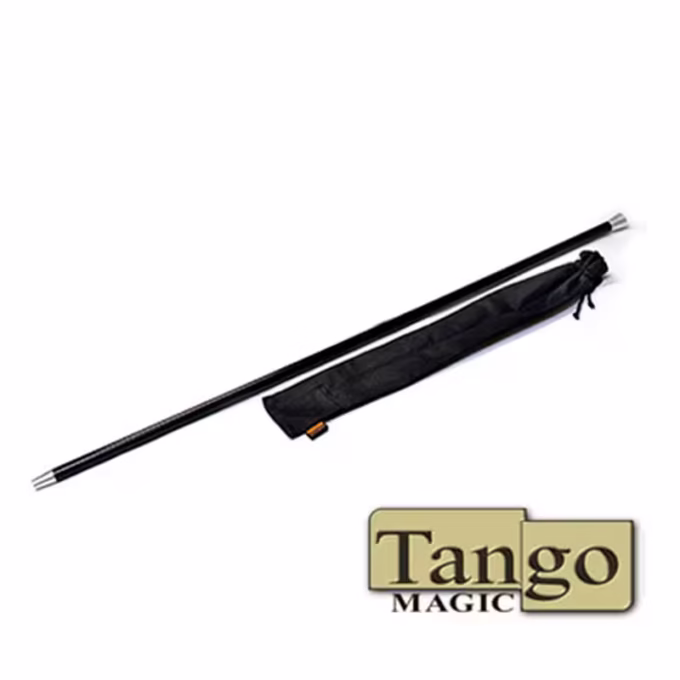 Bastón bailarín de aluminio negro con puntas plateadas y bolsa de transporte de Tango Magic