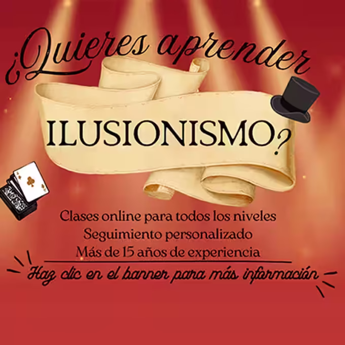 Banner promocional de Clases de magia online con Quique para todos los niveles