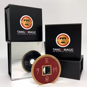Moneda China Doble Cara Tamaño Dólar de Tango Magic en rojo y negro con estuche