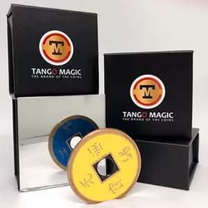 Moneda China Doble Cara Tamaño Medio Dólar de Tango Magic en amarillo claro y azul