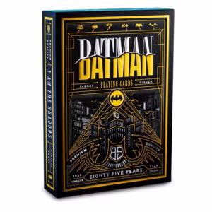 Baraja Batman 85 Aniversario de Theory11 con diseño en negro, amarillo y detalles en foil