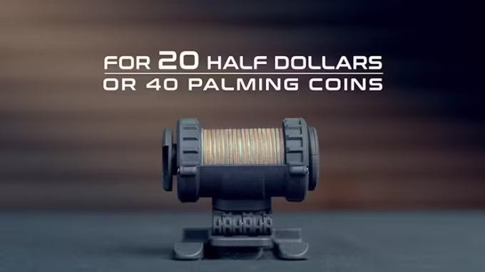 Cargador 20HDD cargado con 20 monedas de medio dólar o 40 palming coins
